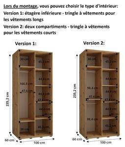 ARMOIRE À PORTES COULISSANTES DAVOS 9 Noir - Imitation chêne - Largeur : 100 cm