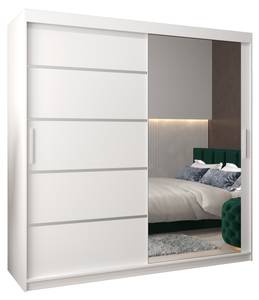 ARMOIRE À PORTES COULISSANTES VERONA 2 Gris miroir - Blanc - Largeur : 200 cm