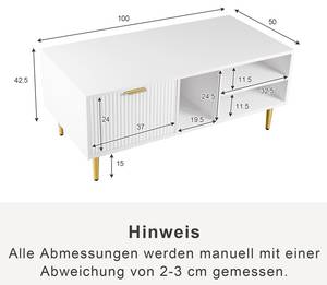 Couchtisch Reinheit Ⅳ Weiß - Holzwerkstoff - Holz teilmassiv - 50 x 43 x 100 cm