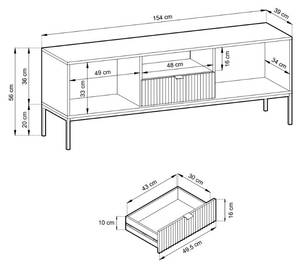 TV-Schrank AMBER Gold - Weiß