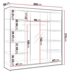 Kleiderschrank Derby 6 Weiß - Holzwerkstoff - 200 x 215 x 58 cm