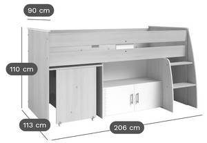 Kombibett - 90x200 cm - Reverse Weiß - Holzwerkstoff - 184 x 110 x 207 cm