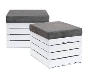 Sitzhocker mit Stauraum WHITE  2er Set Grau