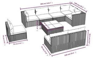 Garten-Lounge-Set (9-teilig) 3013638-1 60 x 30 x 60 cm - Anzahl Teile im Set: 9