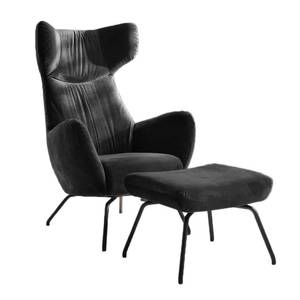 Fauteuil avec repose-pieds LOTTE Noir