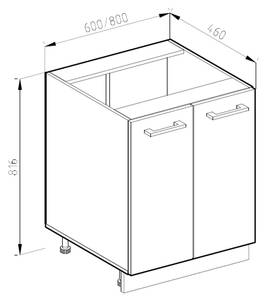 Küchenunterschrank R-Line 46325 Beton Dekor - Weiß