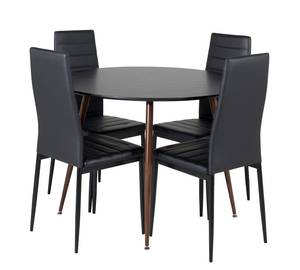 Essgruppe Plaza 20 (5-teilig) Schwarz - Massivholz - 100 x 75 x 100 cm