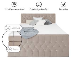 Boxspringbett MARDIN mit Bettkasten Beige - Breite: 200 cm