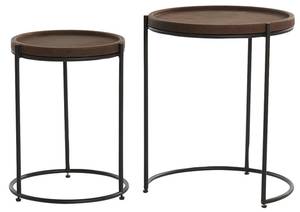 Table d'appoint JAIRO lot de 2 Marron - Cuir véritable - 53 x 46 x 53 cm