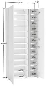 Schuhschrank Dbarbierat Weiß - Holzwerkstoff - 91 x 196 x 33 cm