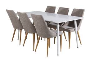 Essgruppe Polar 12 (7-teilig) Grau - Massivholz - 90 x 75 x 180 cm