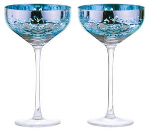 Filigree Champagner Untertassen Blau x2 Blau - Glas - 12 x 19 x 12 cm