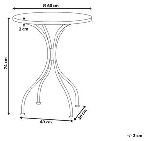 Table de jardin CARPINO Noir - Doré - Gris - Métal - 60 x 74 x 60 cm