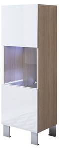 Vitrine Luke V3 Imitation truffier de Sonoma - Blanc - Hauteur : 138 cm