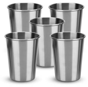 5x Stapelbare Edelstahl Becher 55 ml Silber - Metall - 10 x 15 x 10 cm