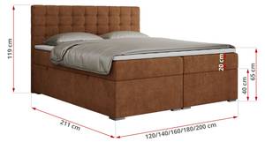 Boxspringbett SUSAN Breite: 140 cm - H3 - Textil