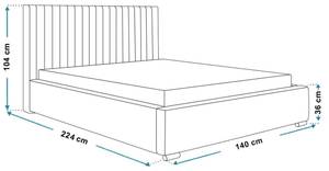 Polsterbett TOSCANIA Grau - Breite: 140 cm