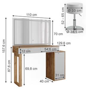 Schminktisch Regina 47732 Braun - Weiß - Holzwerkstoff - 130 x 88 x 40 cm