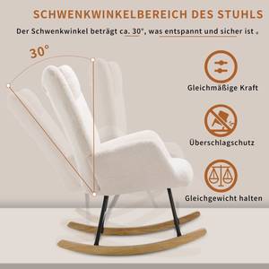 Schaukelsessel Mercury Ⅱ Weiß - Holzwerkstoff - Metall - Massivholz - Textil - Holzart/Dekor - 82 x 94 x 65 cm