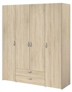 Armoire VARIA - Décor chene - 4 portes b Beige - Bois manufacturé - 160 x 185 x 51 cm