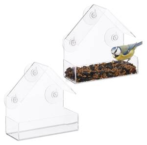 Fenster-Vogelfutterhaus 2er Set Kunststoff - 15 x 15 x 7 cm