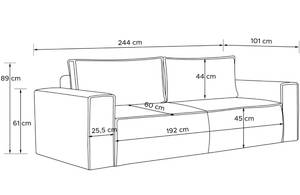 NAPI Sofa 3 Sitzer Cremeweiß - Breite: 244 cm