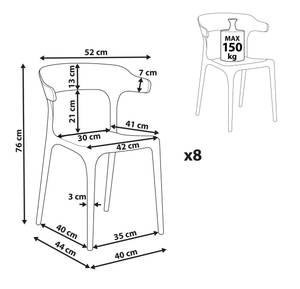 Esszimmerstuhl GUBBIO 8er Set Grau - 52 x 44 cm