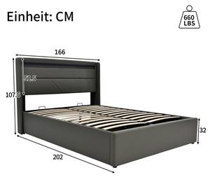 Polsterbett CHEN AGE2 Grau - Breite: 166 cm