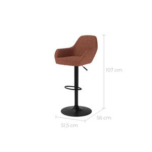 Tabouret de bar Adam (Lot de 2) Rouge - Textile - 51 x 107 x 56 cm