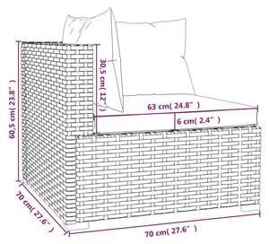 Garten-Lounge-Set (3-teilig) 3013629-1 Anthrazit - Grau - 70 x 61 x 70 cm