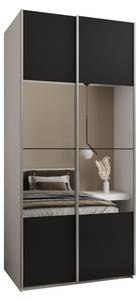 Armoire Lux 4 Noir - Argenté - Blanc - Largeur : 120 cm