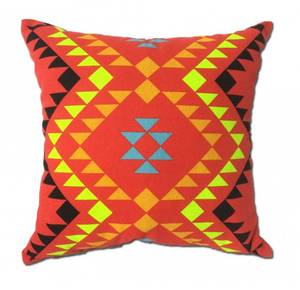 Coussin motif tribal rouge 45*45 Rouge - Textile - 45 x 45 x 12 cm
