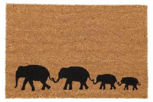 Tapis en coco avec éléphants Noir - Marron - Fibres naturelles - Matière plastique - 60 x 2 x 40 cm