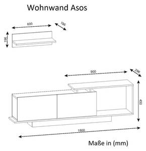 Wohnwand Asos Weiß Walnuss Weiß - Holzwerkstoff - 180 x 45 x 26 cm