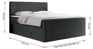 Boxspringbett KING DOREN Breite: 140 cm - H3 - Textil