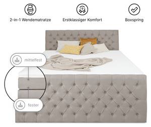 Boxspringbett HOLLYWOOD mit Bettkasten Grau - Breite: 180 cm