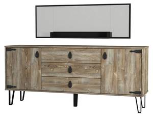 Sideboard Costa mit Spiegel Eiche Braun - Holzwerkstoff - 180 x 78 x 45 cm