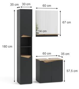 Badmöbel-Kombination Marelle 47693 Braun - Grau - Holzwerkstoff - 60 x 57 x 35 cm