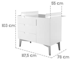 Commode à langer Retro 2 Blanc - Bois manufacturé - 78 x 103 x 118 cm