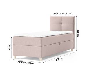 Einzelbett Boxspringbett Anter Mini Pink - Breite: 80 cm - Bettkasten rechts