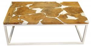 Table basse rectangulaire teck et résine Marron - Porcelaine - 110 x 40 x 60 cm