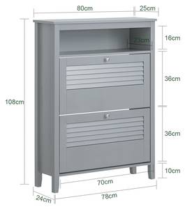 Schuhschrank FSR152-HG Grau - Holzwerkstoff - 80 x 108 x 25 cm