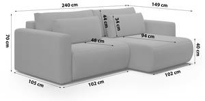 Ecksofa Krewitz Mini Grau