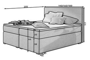 Boxspringbett FLORELLA Blau - Breite: 180 cm