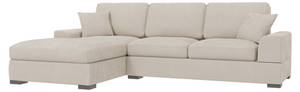 Eira Cord Ecksofa mit Schlaffunktion Beige - Armlehne beidseitig montierbar - Ecke davorstehend links - Ottomane davorstehend links