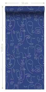 Tapete Line Art Gesichter 7317 Blau