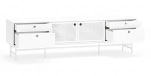 Meuble TV Punto Blanc - En partie en bois massif - 180 x 52 x 40 cm