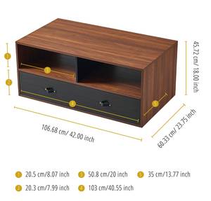 Table basse avec poignée cuir PU Marron - Bois manufacturé - En partie en bois massif - 107 x 46 x 107 cm