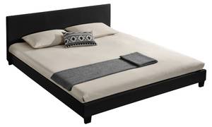 Lit Albacete capitonné avec matelas Noir - Profondeur : 160 cm