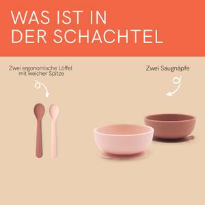 Saugnapf Schüssel Set + Löffel Pink - Naturfaser - 12 x 5 x 12 cm